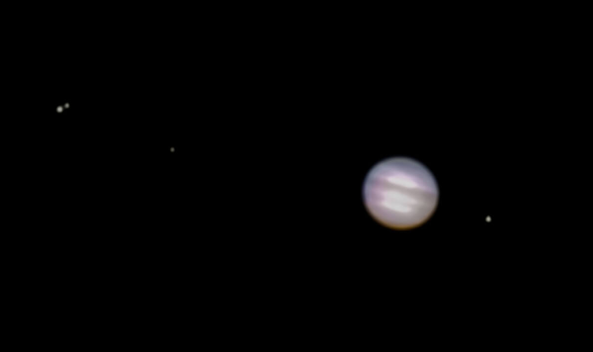 Jupiter und seine Monde, aufgenommen mit einem 30 Euro teurem Objektiv