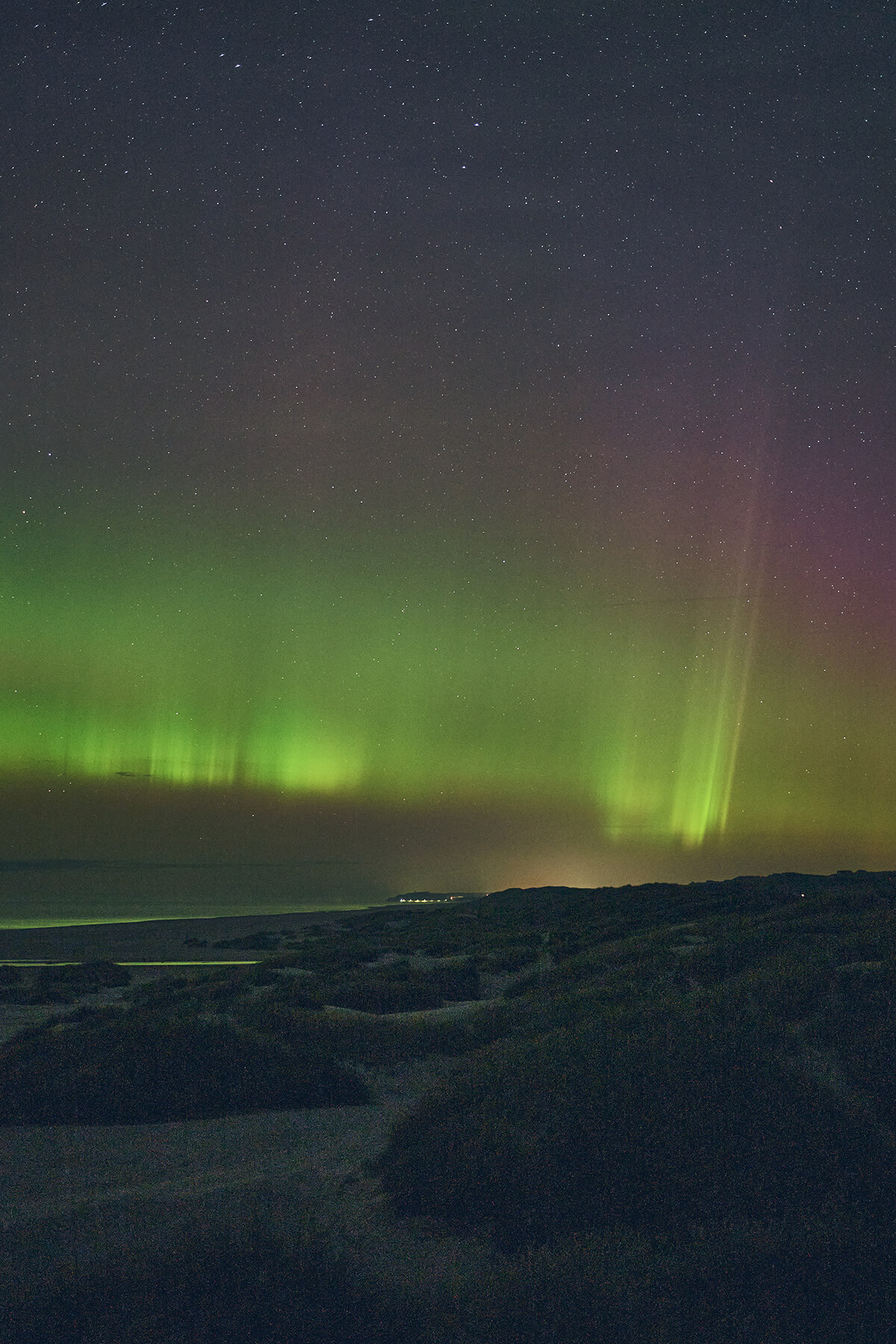 Aurora Borealis über den Dünen von Dänemark
