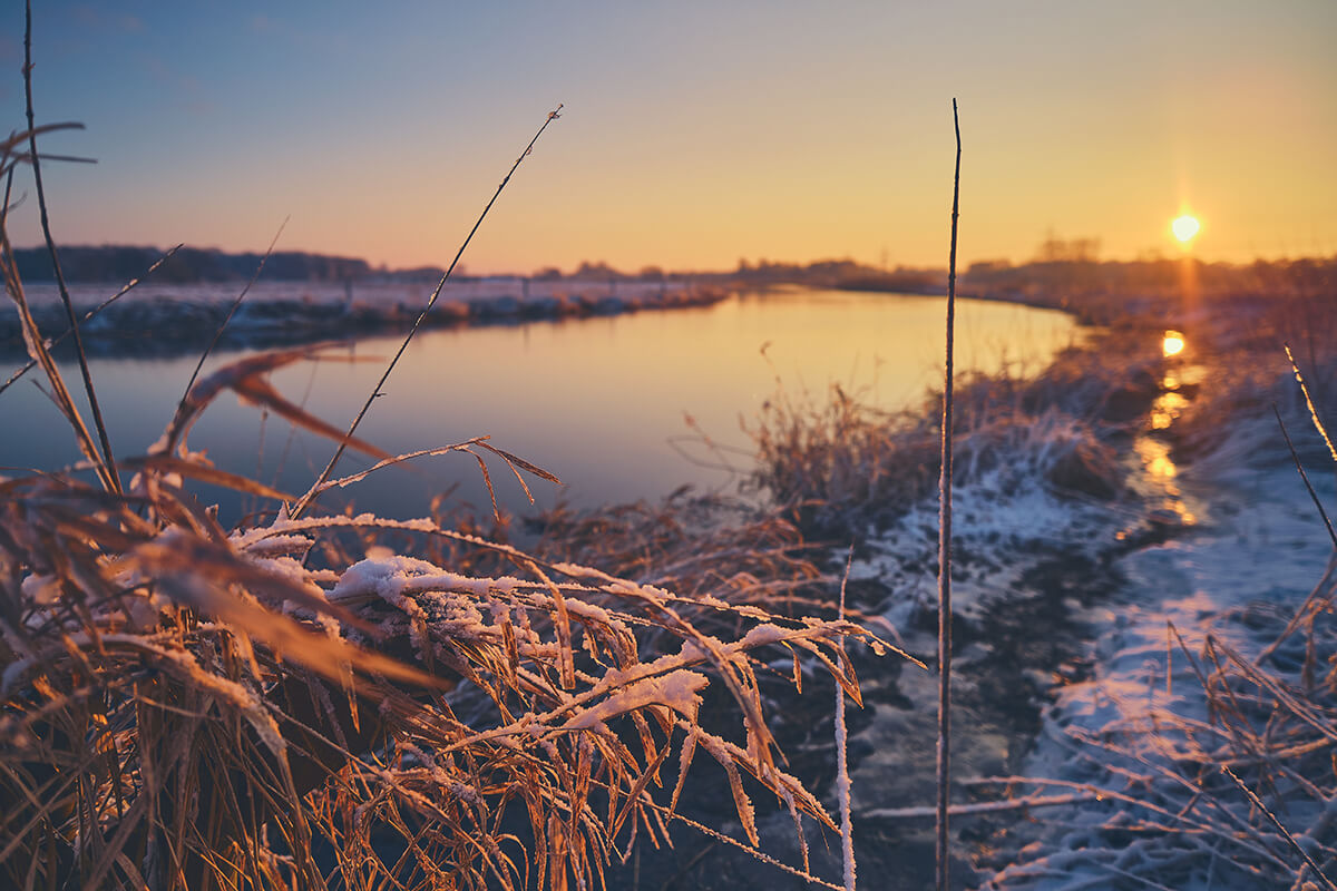 Winterfotografie am Morgen nach Schneefall