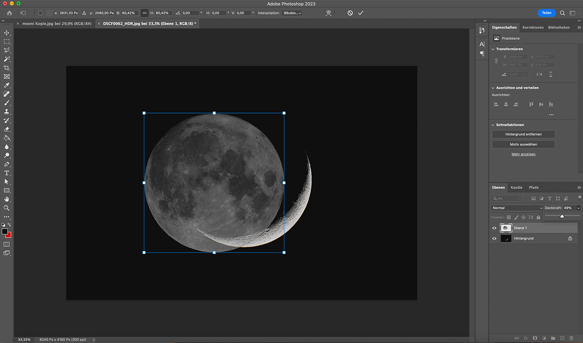 Mondfotos ineinander kopieren